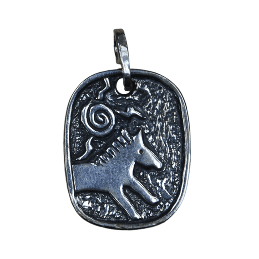 Horse & Sun Pendant in Sterling Silver