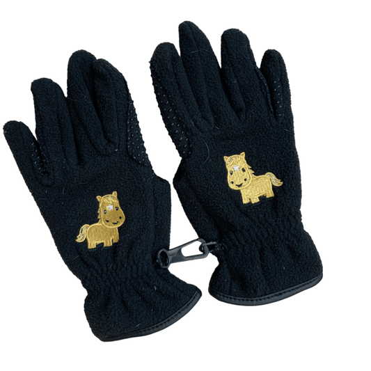 EquiStar Pony Fleece Gloves in Black - Youth 5