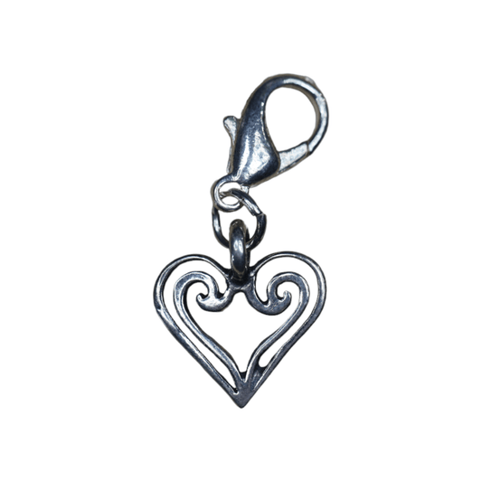 Heart Charm Zipper Pull in Sterling Silver