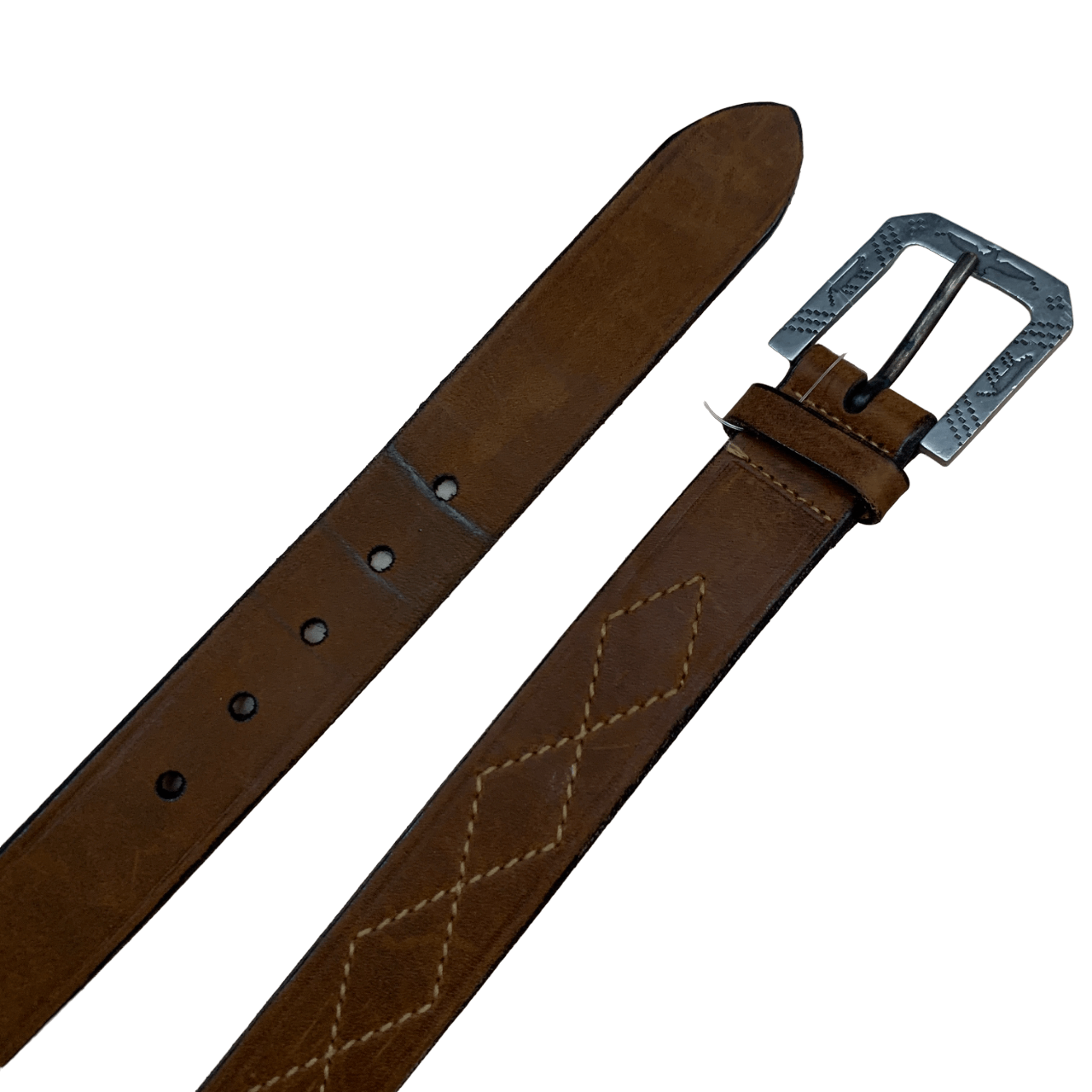 Leather Suede Belt with Engraved Buckle