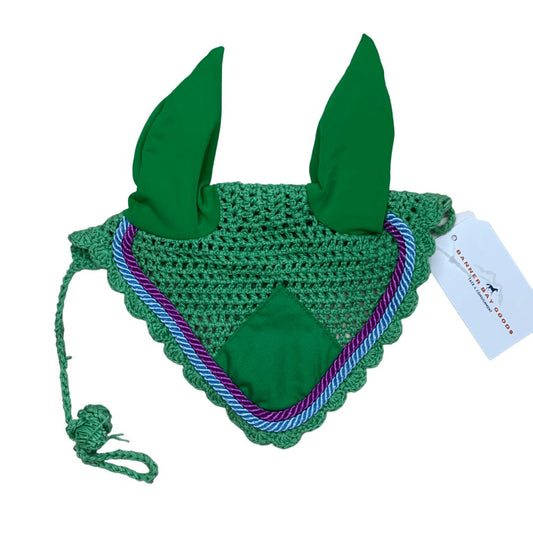 Crocheted Fly Bonnet in Green - Pony