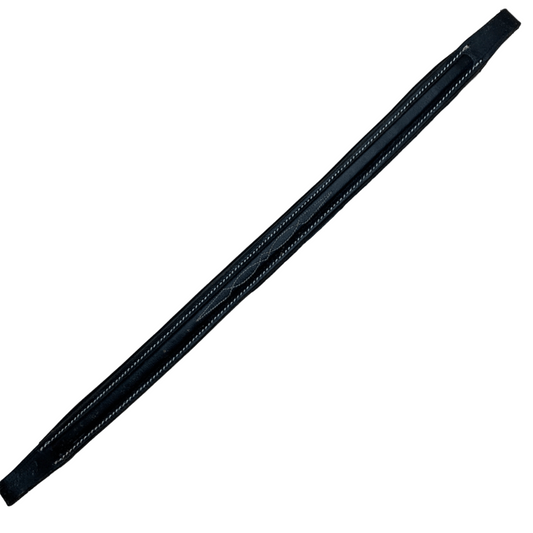 ExionPro Fancy Stitched Square Raised Padded Browband in Black - Full