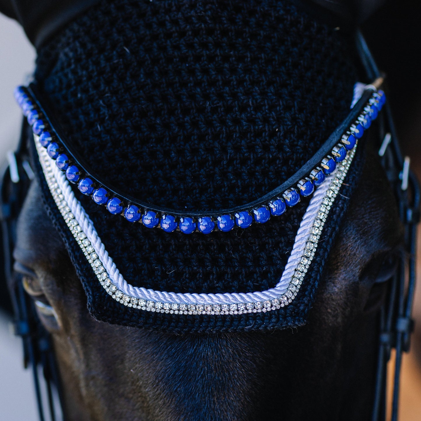 Custom Fly Bonnet White Trim & Crystal Rhinestones