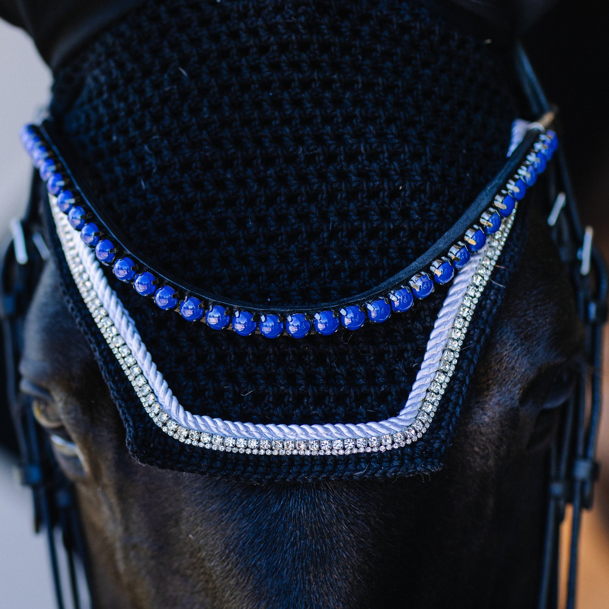 Custom Fly Bonnet White Trim & Crystal Rhinestones