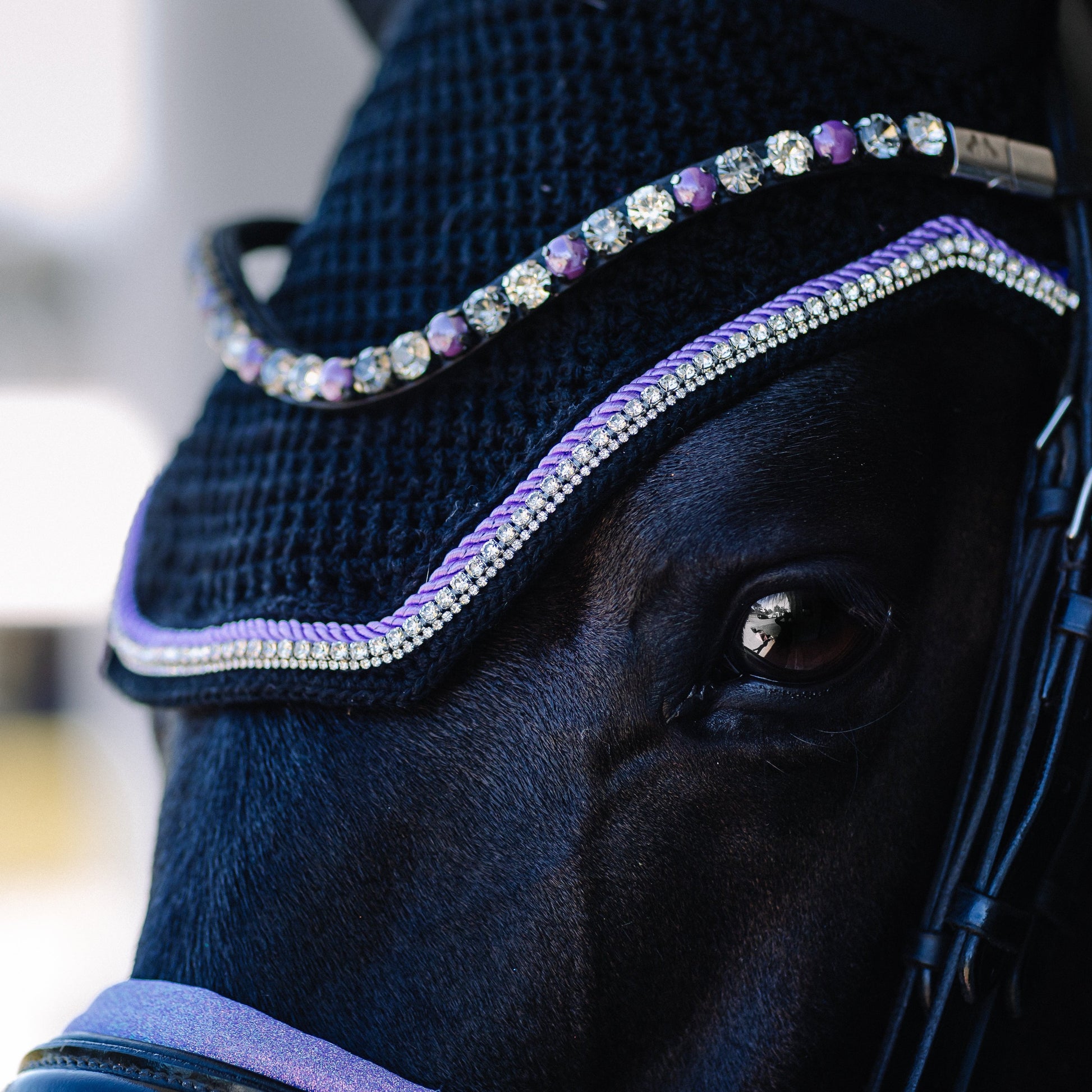 Custom Fly Bonnet Lilac Trim & Crystal Rhinestones