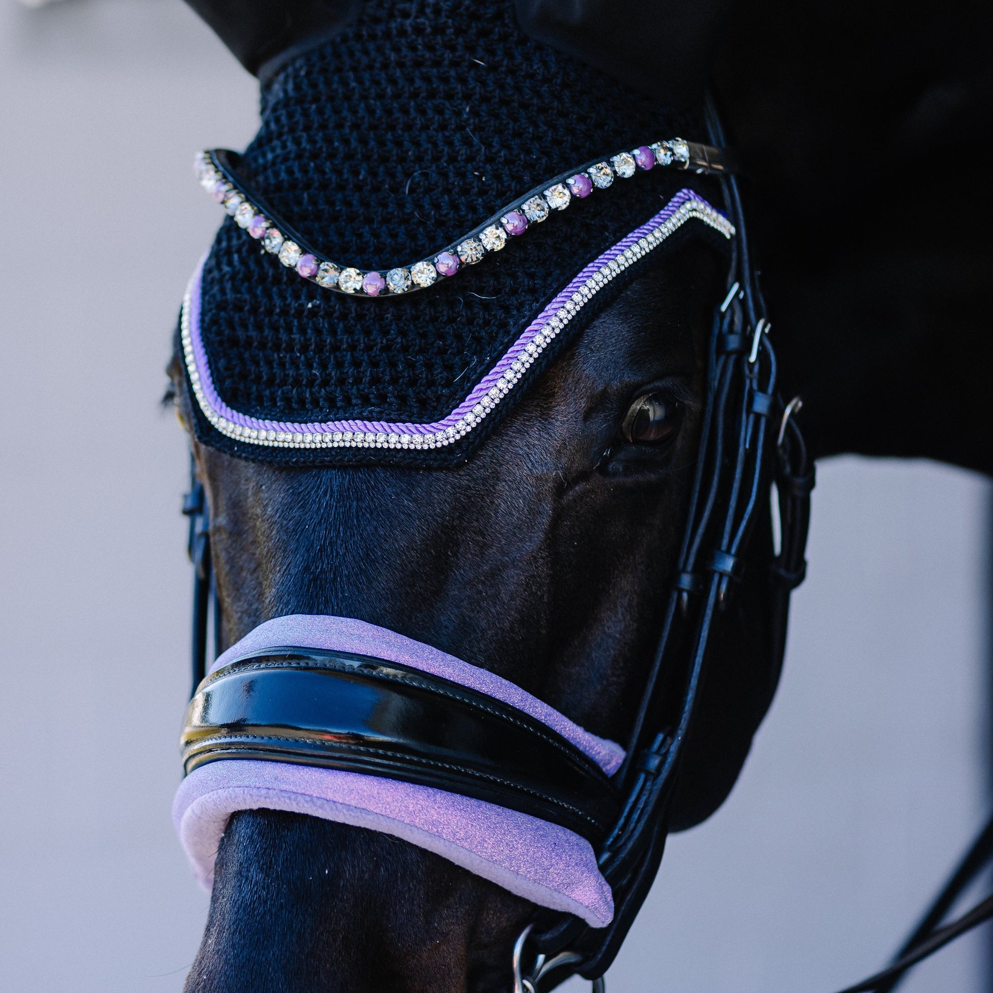 Custom Fly Bonnet Lilac Trim & Crystal Rhinestones
