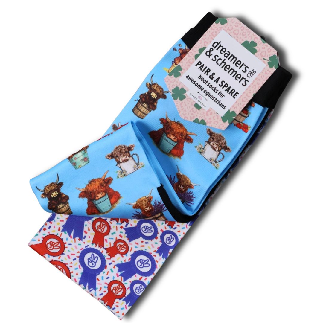 Dreamers & Schemers 'Highland Cow' Pair & a Spare Socks - Adult