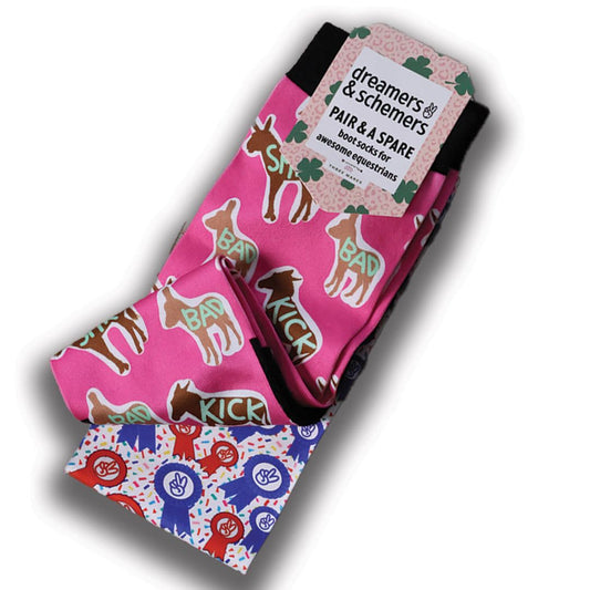 Dreamers & Schemers 'Donkey Talk' Original Pair & a Spare Boot Socks  - Adult