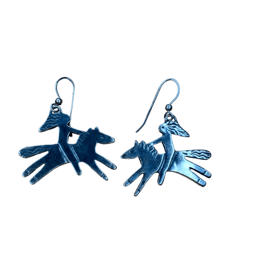 Custom Made for BBT&C Horse & Bareback Rider Earrings in Solid .925 Sterling Silver -