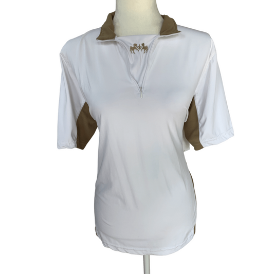 Equine Couture Sportif Technical Short Sleeve Shirt in White / Tan - XL