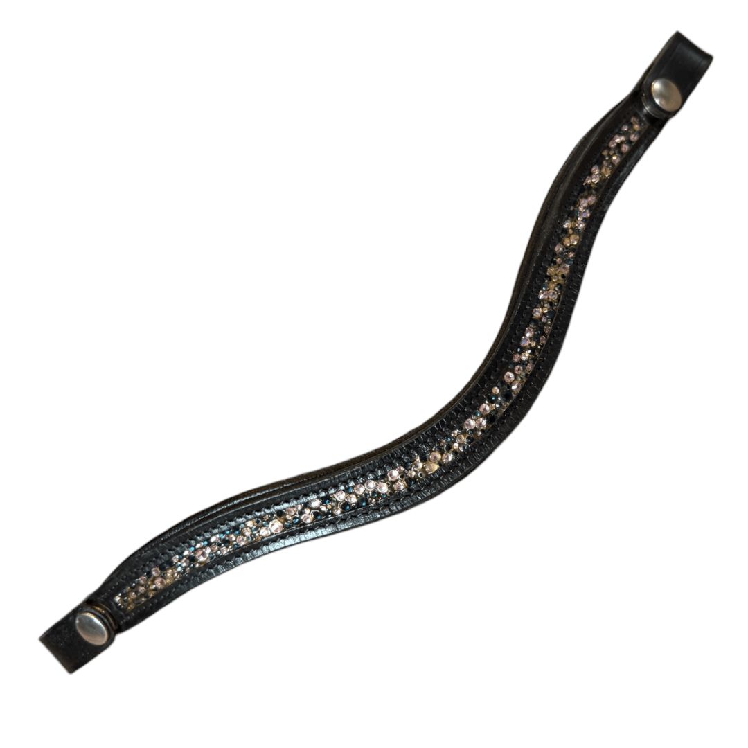Custom-made Padded Rhinestone Browband in Black - Full (16")