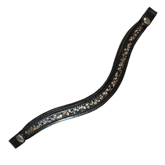 Custom-made Padded Rhinestone Browband in Black - Full (16")