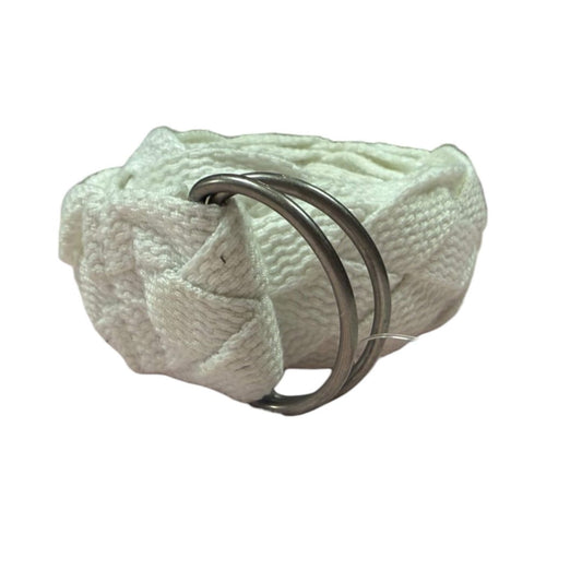 Cloth Braided Belt with Ring Fastener in White -