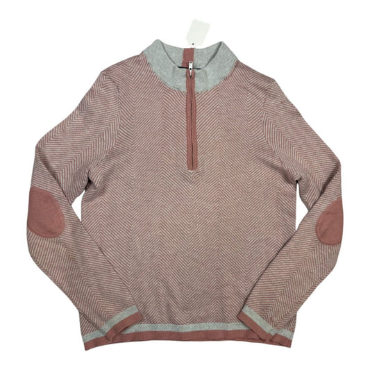 Asmar Equestrian Chevron Equestrian LS Sweater in Grey / Salmon - Youth 8/10