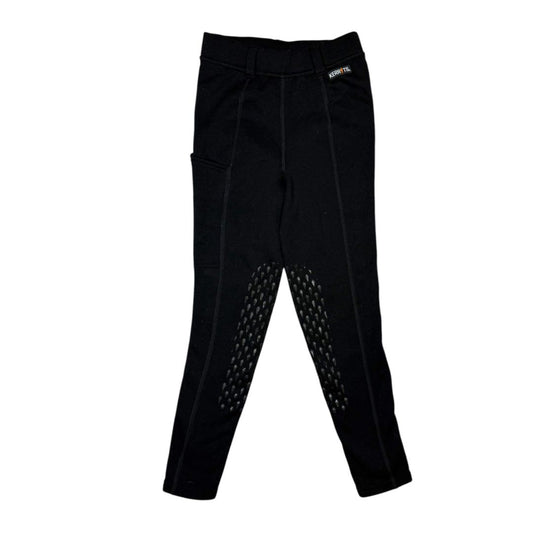 Kerrits 'Power Stretch' Knee Patch Pocket Riding Tight in Black - Youth Small