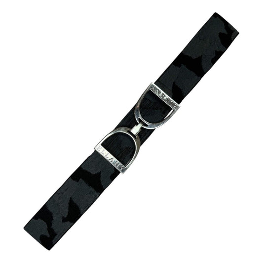 Ellany 2" Silver Stirrup Elastic Belt in Black Camo