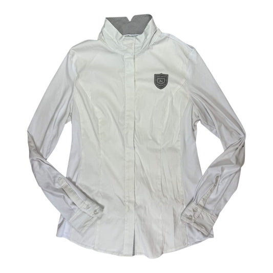 Asmar Equestrian 'Cannes' LS Show Shirt in White/Off-White - Woman's Large