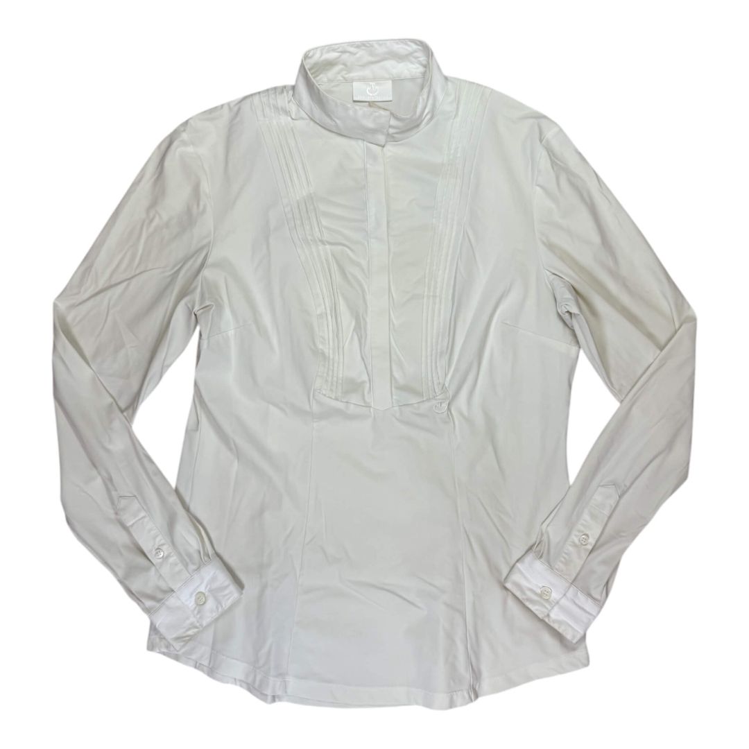 Cavalleria Toscana Pleated Bib L/S Show Shirt in Eggshell - Woman's Medium