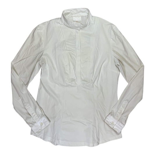 Cavalleria Toscana Pleated Bib L/S Show Shirt in Eggshell - Woman's Medium