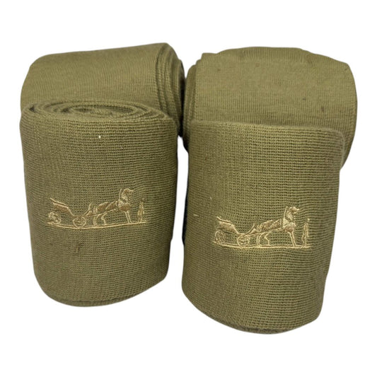 Hermes Embroidered Standing Wraps in Tan - 40"