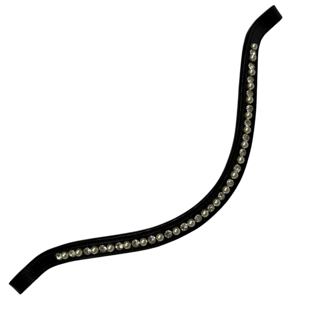 Custom Pearl & Rhinestone Browband in Black - Full (16")