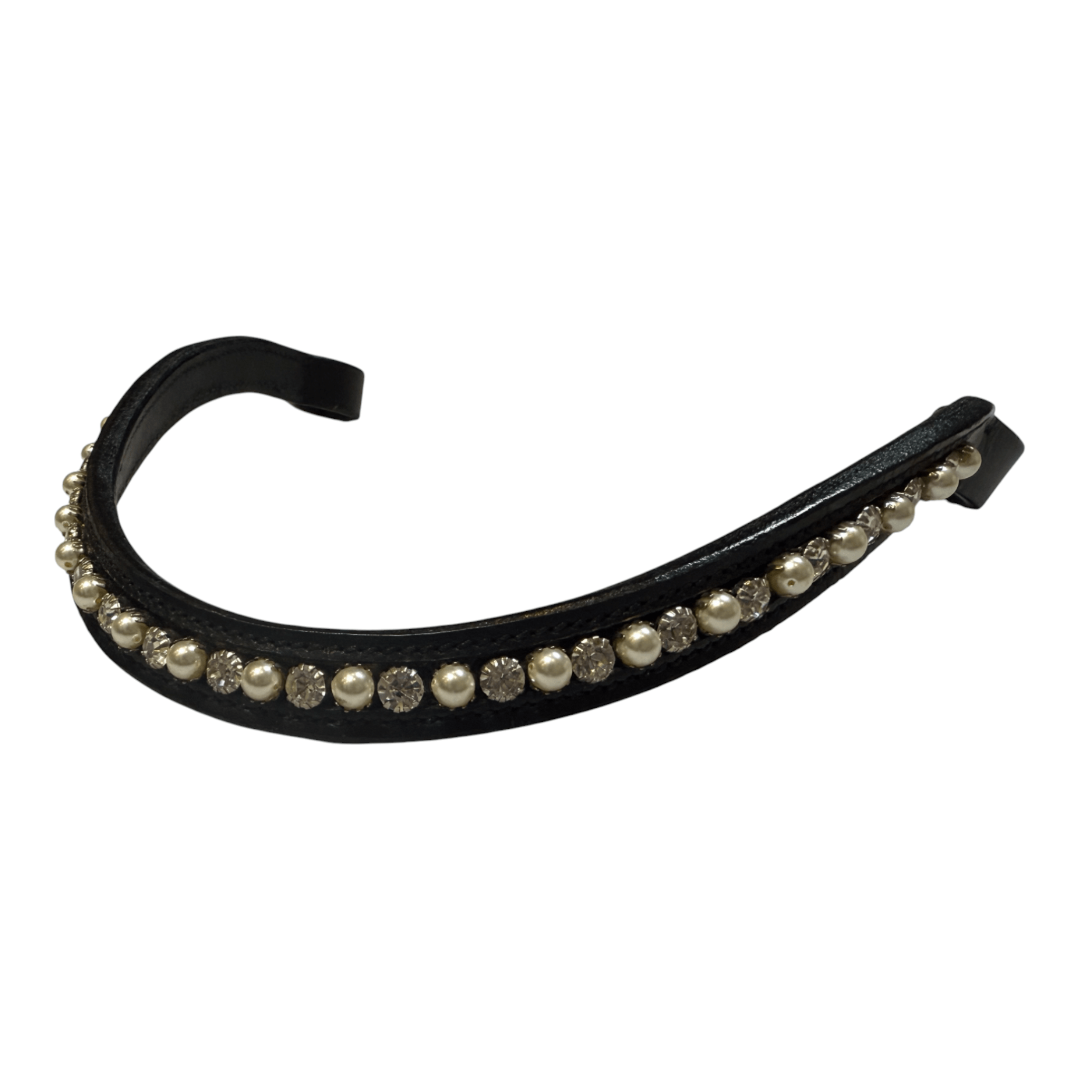 Custom Pearl & Rhinestone Browband in Black - Full (16")