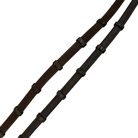 Equipe Tubular Rubber Grip Reins in Brown - Full (57")
