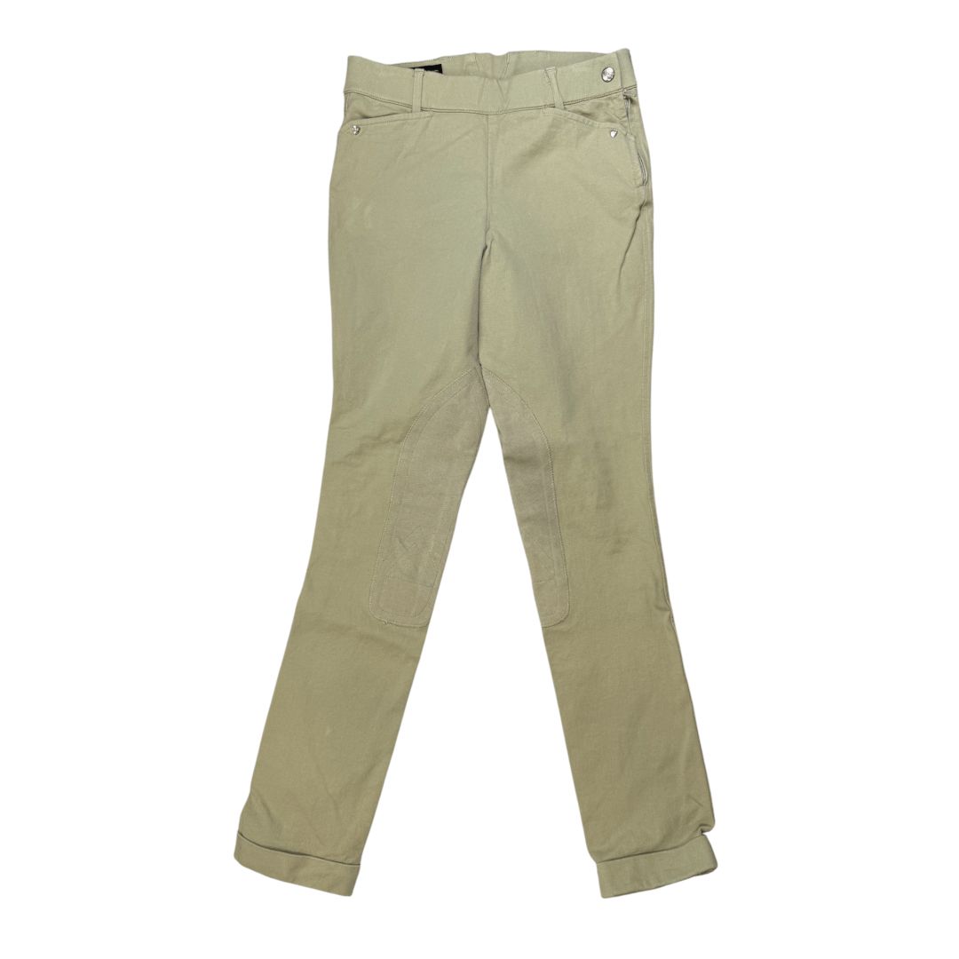 Ariat 'Heritage' Size Zip Knee Patch Jodphur in Tan - Youth 14