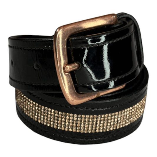 ELT 'Rose Rold Sparkle' Leather Belt in Black - 95cm (US 28")