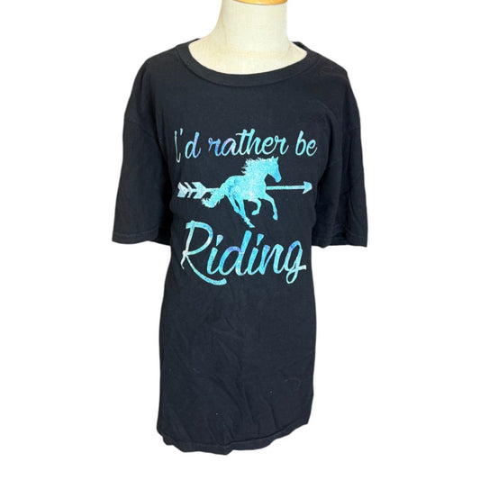 Port & Company "I'd Rather be Riding" Graphic T-Shirt in Black - Large