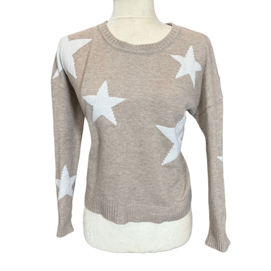 Sweet Romeo Star Sweater in Beige - Woman's X-Small