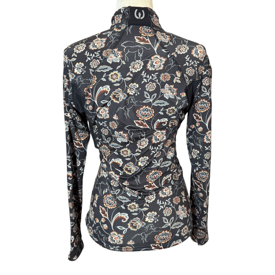 Kerrits 1/4 Zip Fleece LS Riding Shirt in Floral - Woman's Small
