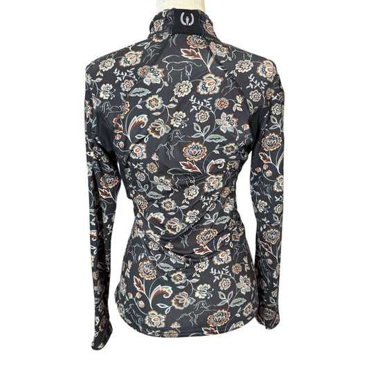 Kerrits 1/4 Zip Fleece LS Riding Shirt in Floral - Woman's Small