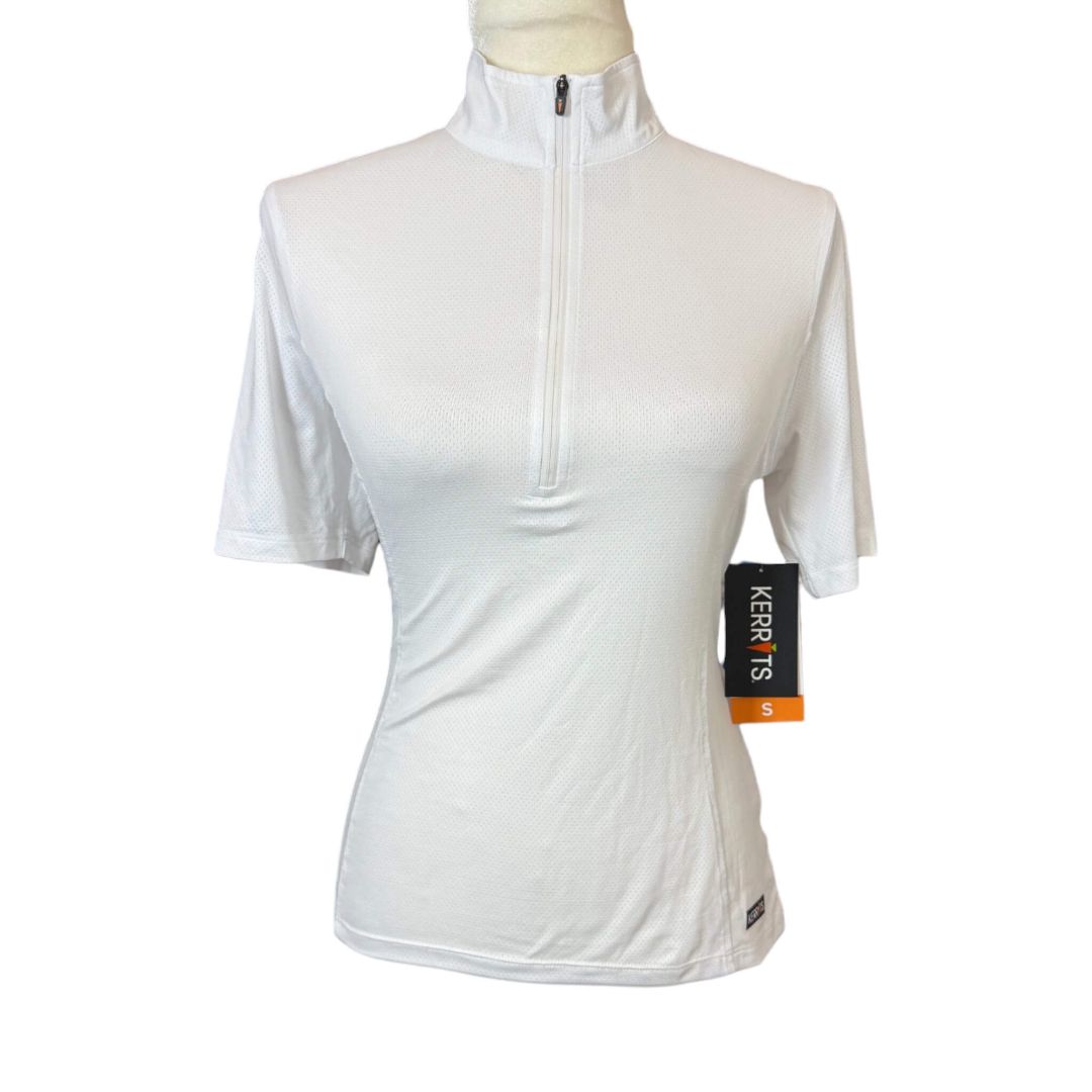 Kerrits 1/4 Zip Ice Fil SS Show Shirt in White - Woman's Small