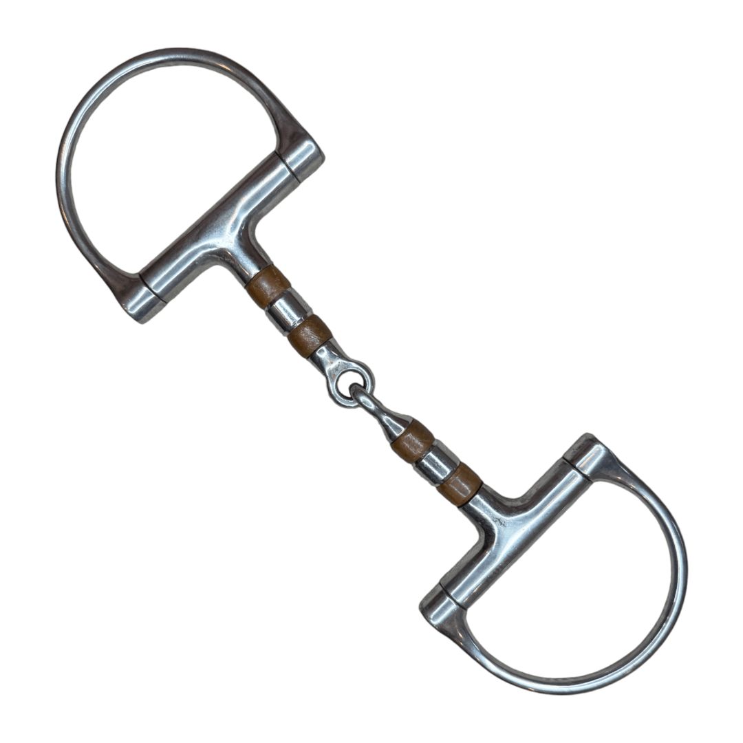Korsteel Copper Roller Mouth Dee Ring Snaffle in Stainless Steel - 4 3/4"