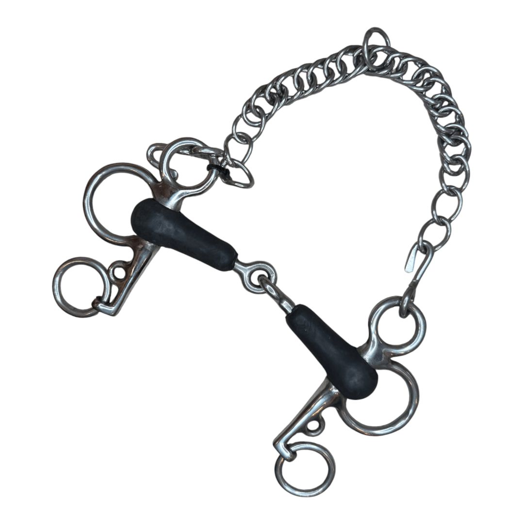 Centaur Single Joint Rubber Pelham in Stainless Steel - 4 1/2"