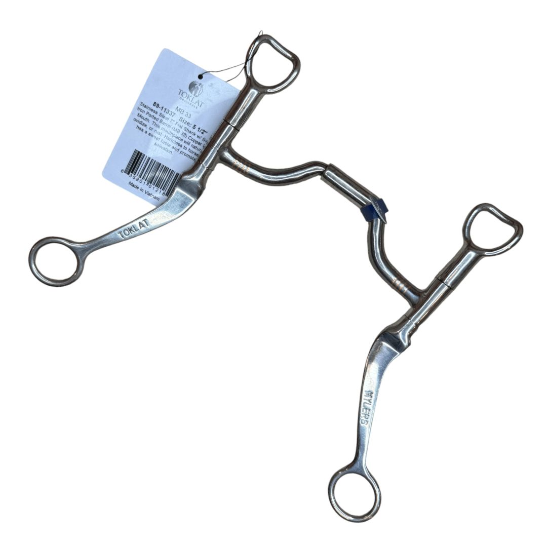Toklat Myler Flat Shank with Low Port Comfort Snaffle MB 33 in Sweet Iron - 5 1/2"