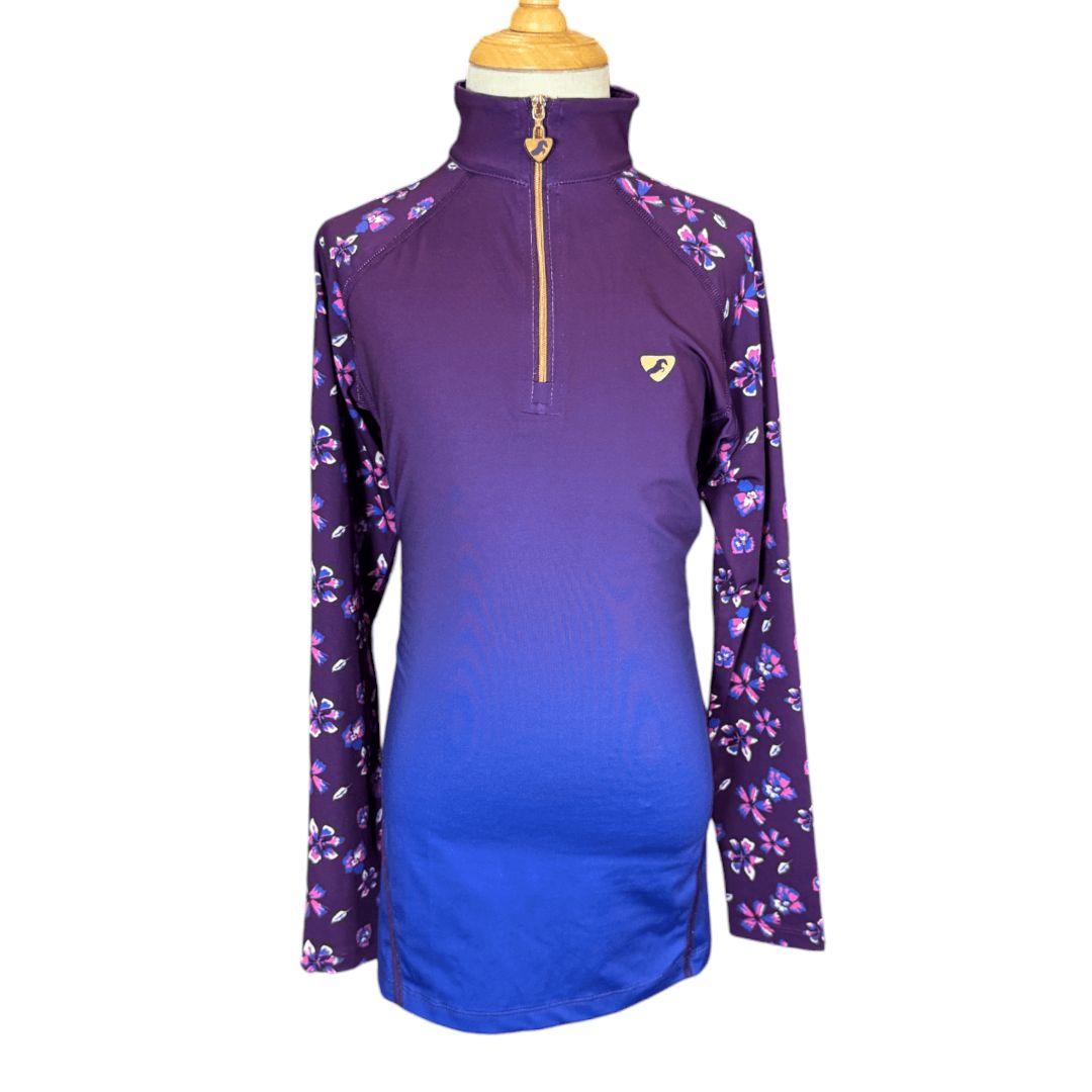 Aubrion 'Alverstone XC' LS Riding Shirt in Purple Ombre - Youth 11-12yo