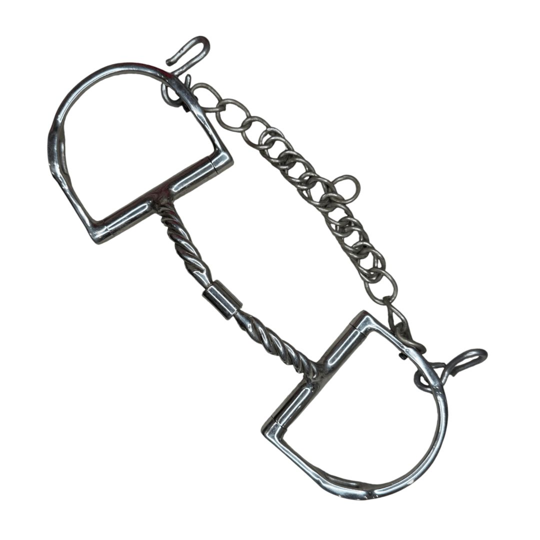 Myler English D-Ring MB 09 Twist with Hooks in Stainless Steel - 5"