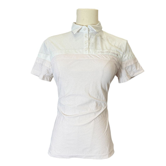 Cavalleria Toscana Perforated Polo Shirt in White / Pink - Woman's Small