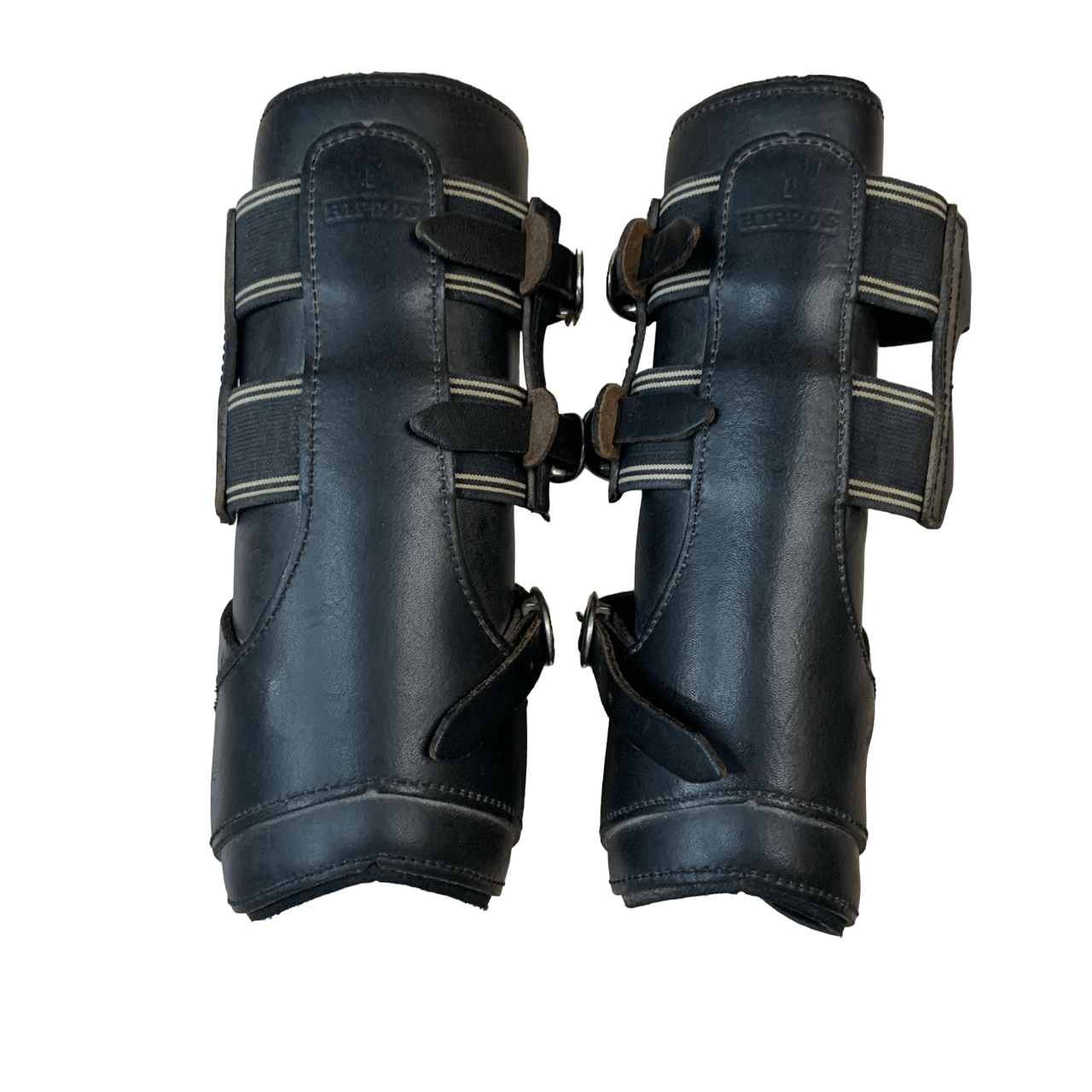 Back view of leather splint boots