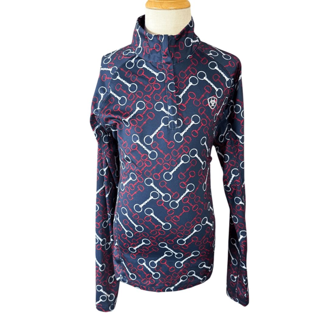 Ariat 'Lowell 2.0' Team Print LS Riding Shirt in Navy - Youth Medium (10)