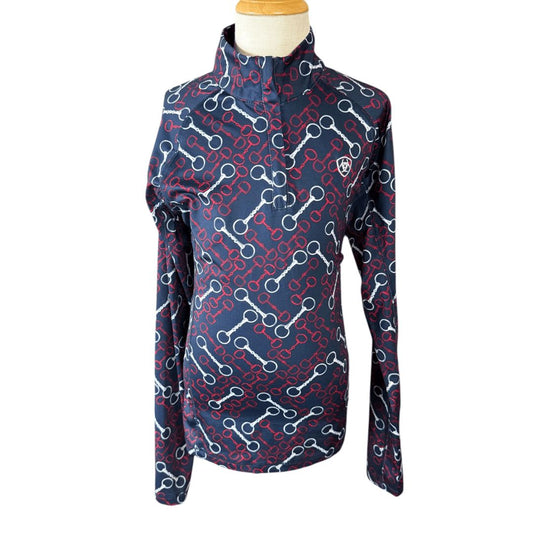 Ariat 'Lowell 2.0' Team Print LS Riding Shirt in Navy - Youth Medium (10)