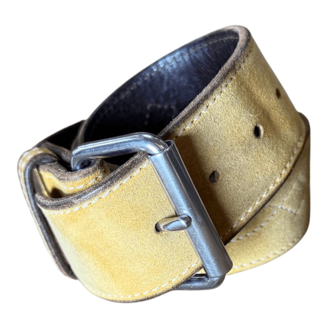 Rebecca Ray 'Bridle Stitch' Fancy Suede Belt in Light Tan - Woman's Large
