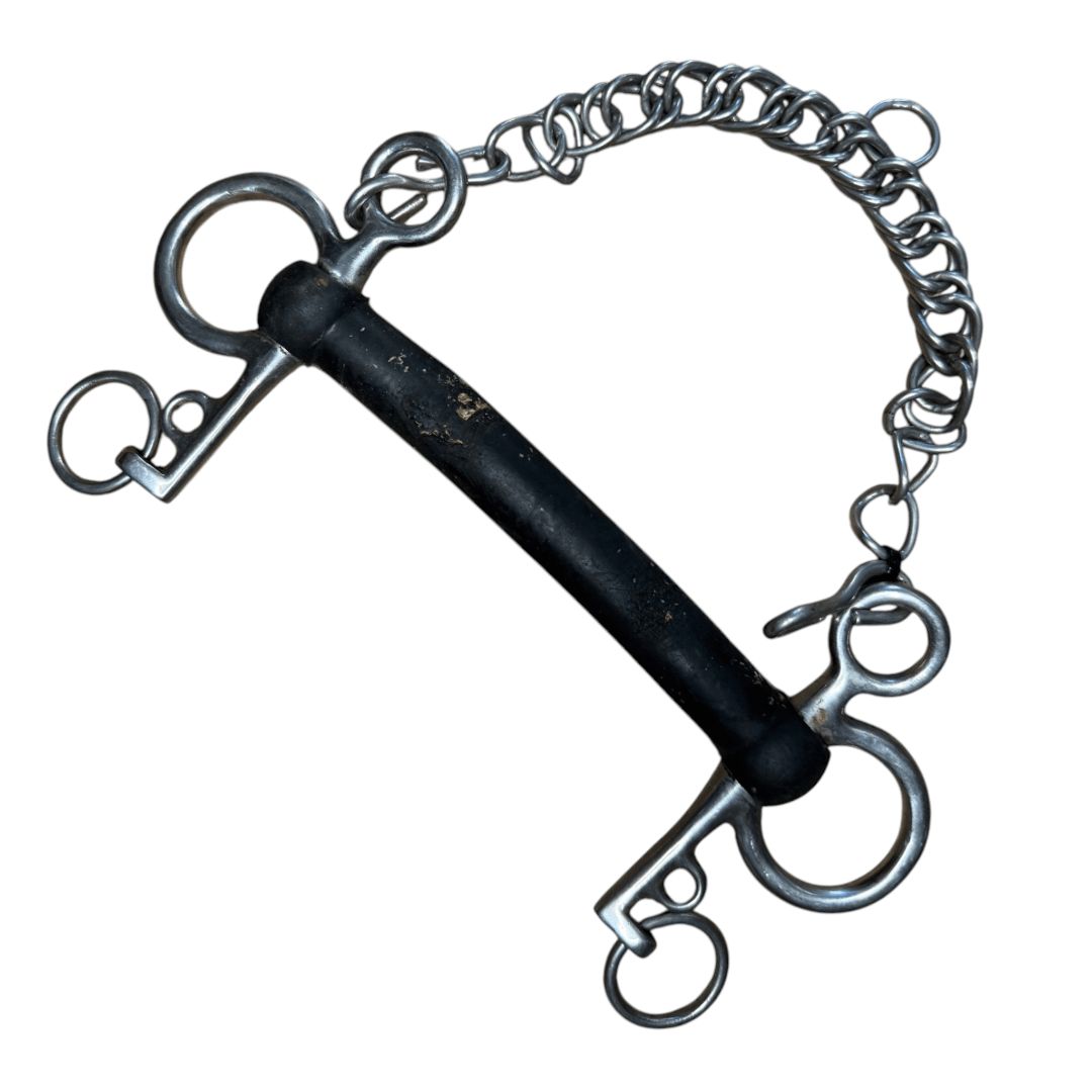Rubber Mullen Mouth Pelham Snaffle in Stainless Steel - 5 3/4"
