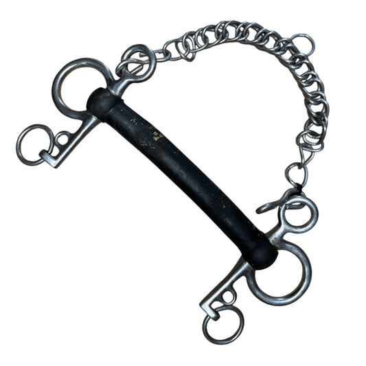 Rubber Mullen Mouth Pelham Snaffle in Stainless Steel - 5 3/4"