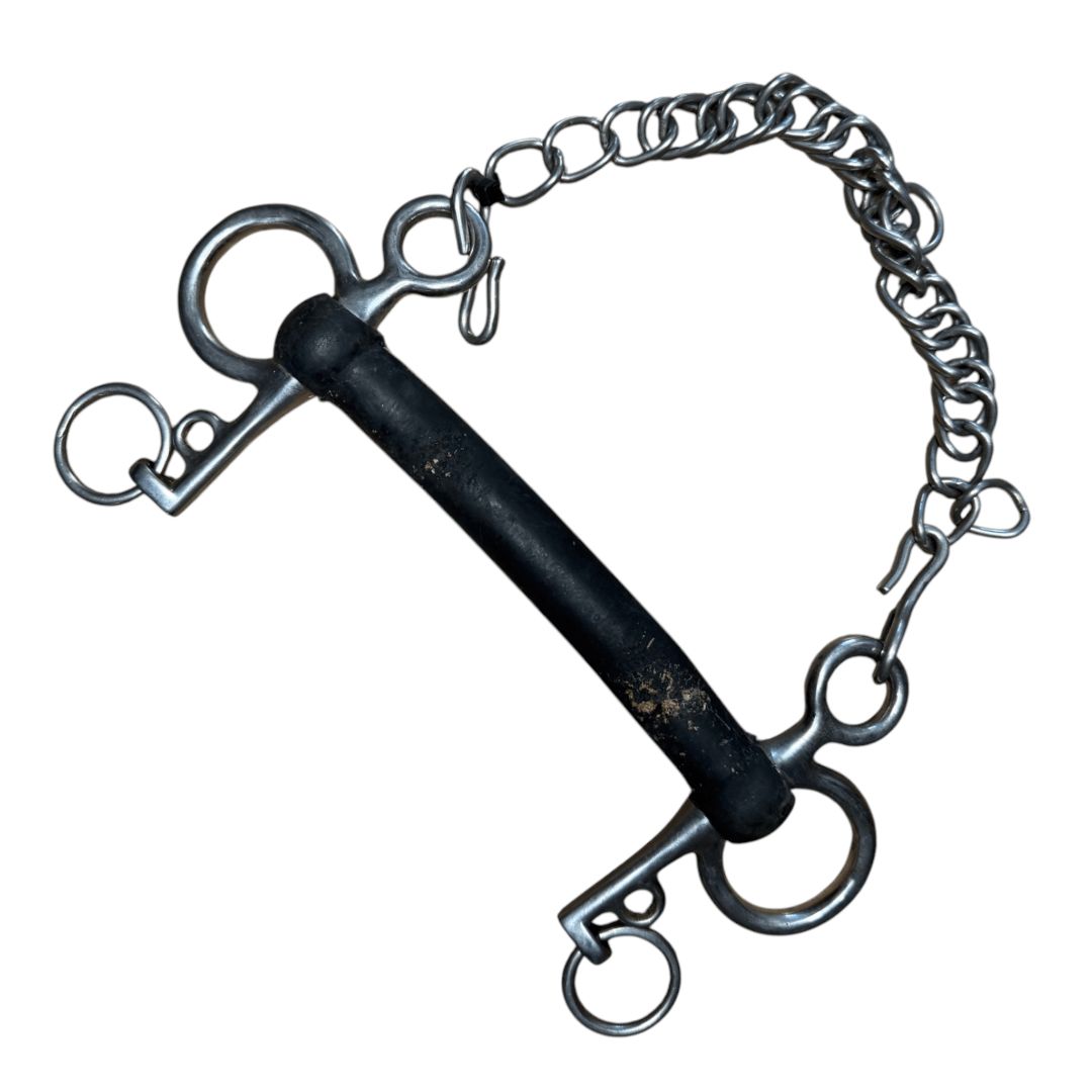 Rubber Mullen Mouth Pelham Snaffle in Stainless Steel - 5 3/4"