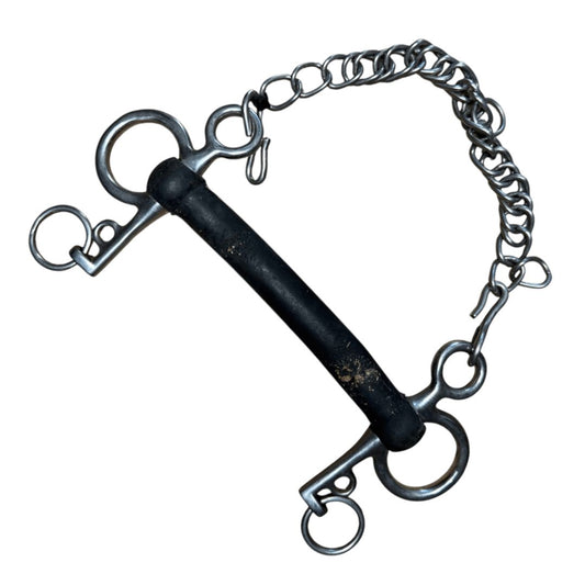Rubber Mullen Mouth Pelham Snaffle in Stainless Steel - 5 3/4"