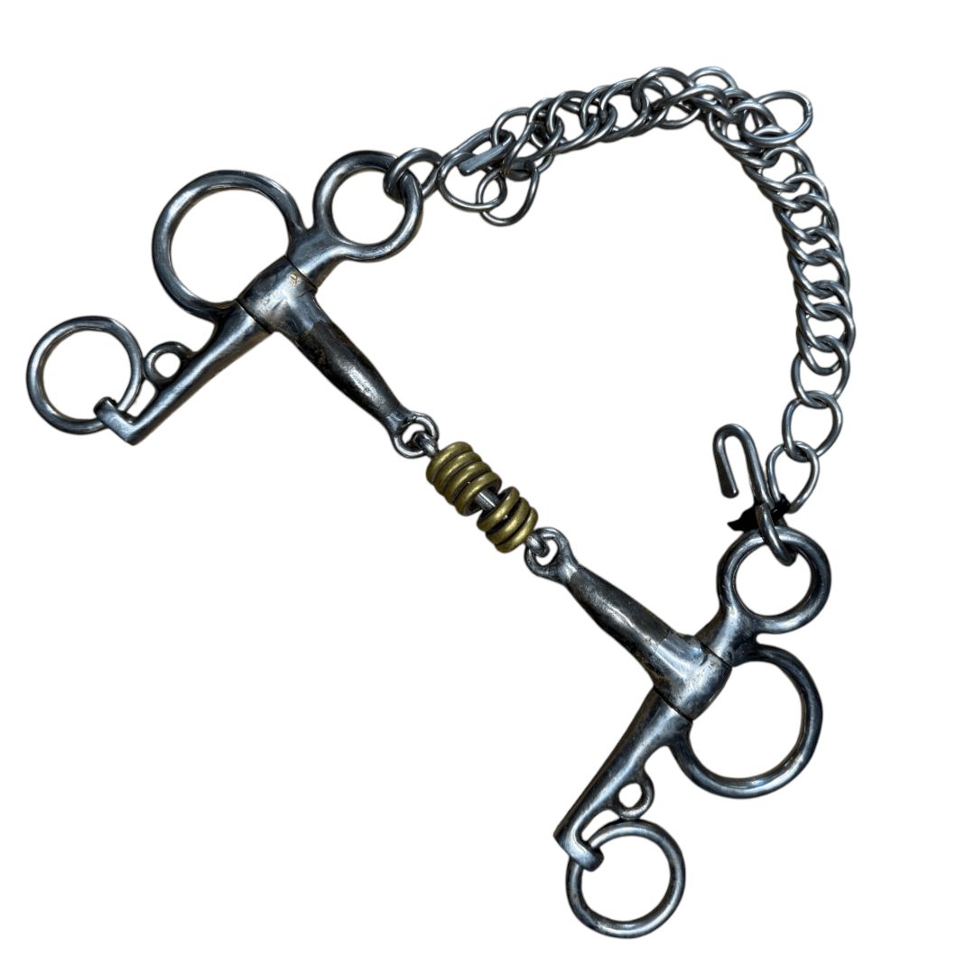 Blue Sweet Iron Brass Roller Pelham in Stainless Steel - 5 1/2"