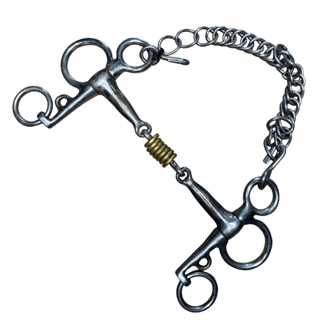 Blue Sweet Iron Brass Roller Pelham in Stainless Steel - 5 1/2"